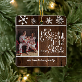 Rustikale Holzschneeflocke Wunderschöne Zeit Keramikornament