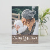 Rustikale Holzschneeflocken Foto Weihnachtskarte Feiertagskarte (Stehend Vorderseite)