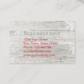 Rustikale Holzschneeflocken mit festlich rotem Scr Rabattkarte (Rückseite)