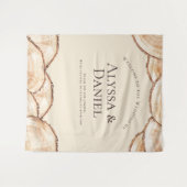 Rustikale Holzschnitt Individuelle Namen Hochzeit Wandteppich (Vorderseite (Horizontal))