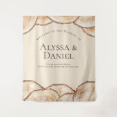 Rustikale Holzschnitt Individuelle Namen Hochzeit Wandteppich (Vorderseite)