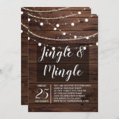 Rustikale Holzschnitte Jingle Mingle Einladung (Vorne/Hinten)