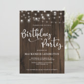 Rustikale Holzschnitte leuchten jedes Jahr Geburts Einladung (Stehend Vorderseite)