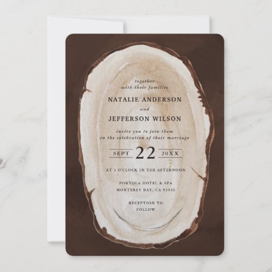 Rustikale Holzschnitzel Hochzeit einladen Save The Date (Vorderseite)