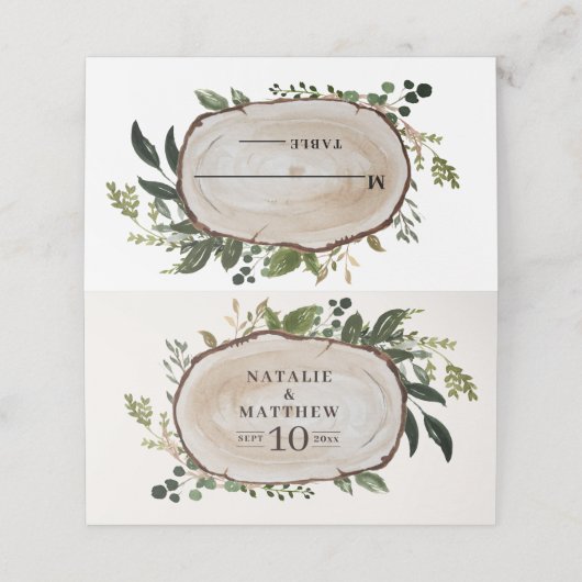 Rustikale Holzschnitzel Platzkarte (Außenseite Aufgefaltet)