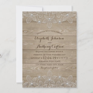 Rustikale Holzschnitzereien Elegante Vintage Hochz Einladung