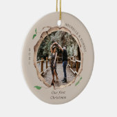 rustikale Holzschnitzereien erste Weihnachten Keramik Ornament (Rechts)