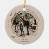 rustikale Holzschnitzereien erste Weihnachten Keramik Ornament (Vorne)