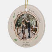 rustikale Holzschnitzereien erste Weihnachten Keramik Ornament (Links)