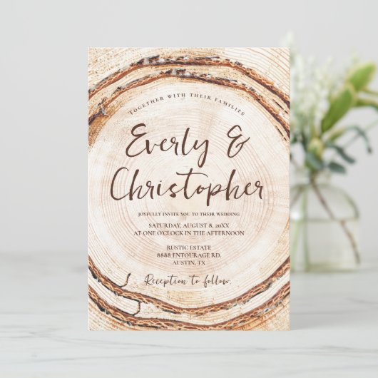 Rustikale Holzschnitzereien, individuell einstellb Einladung (Stehend Vorderseite)