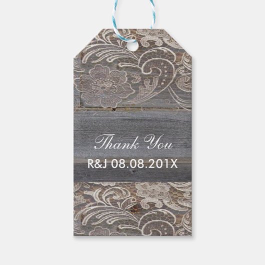 rustikale Holzschnitzereien Western Hochzeitsvorte Geschenkanhänger (Vorderseite)