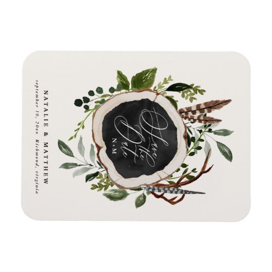 Rustikale Holzschnitzereizeit retten das Datum Magnet (Horizontal)