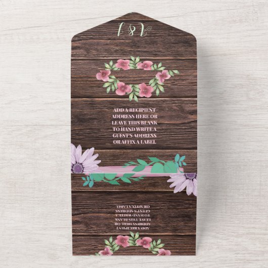 Rustikale Holzschrift All In One Einladung (Außenbereich)