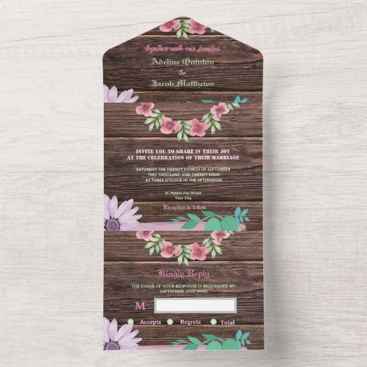 Rustikale Holzschrift All In One Einladung (Innen Boden)