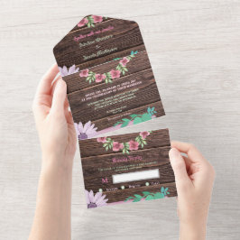 Rustikale Holzschrift All In One Einladung