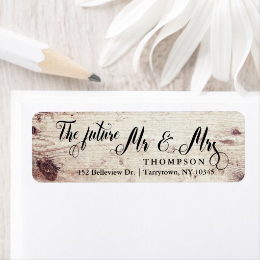 Rustikale Holzschrift The Future Mr. und Mrs. (Insitu)