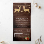 Rustikale Holzschuhe und romantische Hirschhochzei Dreifach Gefaltete Einladung (Innenseite)