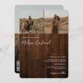 Rustikale Holzskripte Namen 3 Fotos qr Code Hochze Einladung (Vorne/Hinten)