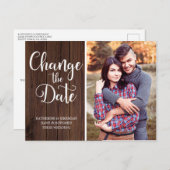 Rustikale Holzskripte verändern das Datum Postkarte (Vorne/Hinten)