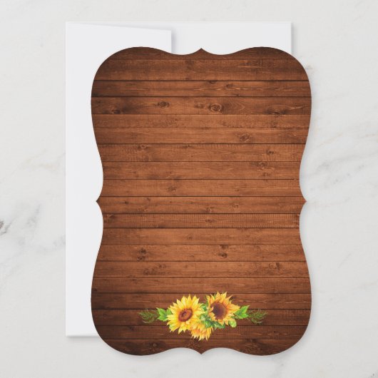 Rustikale Holzsonnenblume Einladung (Rückseite)