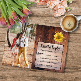 Rustikale Holzsonnenblume Foto UAWG Wedding Einladung