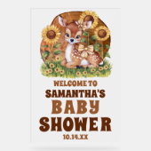 Rustikale Holzsonnenblume Hirschdusche Begrüßung Acrylschild (Vorderseite)