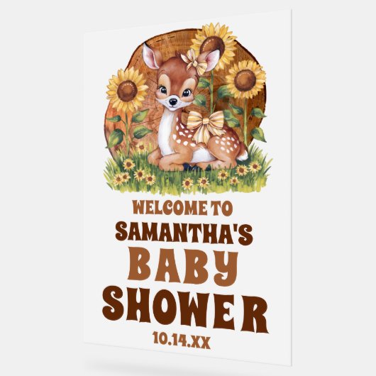 Rustikale Holzsonnenblume Hirschdusche Begrüßung Acrylschild (Winkel)