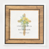Rustikale Holzsonnenblume Holzkreuzung Serviette (Vorderseite)