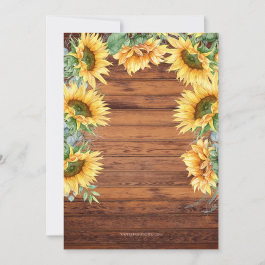 Rustikale Holzsonnenblume Ich mache GRILLEN Brautp Einladung (Rückseite)