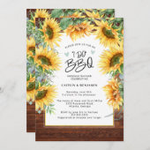 Rustikale Holzsonnenblume Ich mache GRILLEN Brautp Einladung (Vorne/Hinten)