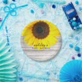 Rustikale Holzsonnenblume Pappteller (Party)