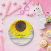 Rustikale Holzsonnenblume Pappteller (Party)