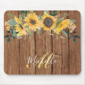 Rustikale Holzsonnenblume Wasserfarbe Personalisie Mousepad (Vorne)