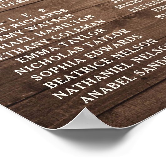 Rustikale Holzsonnenblumen Burgundy Seating Chart Poster (Ecke)