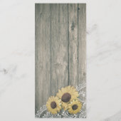 Rustikale Holzsonnenblumen Elegantes Hochzeitsmenü Menükarte (Rückseite)