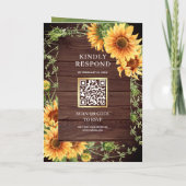 Rustikale Holzsonnenblumen-Foto-Arch-QR-Code-Hochz Einladung (Rückseite)