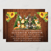 Rustikale Holzsonnenblumen Holztierdusche Einladung (Vorne/Hinten)