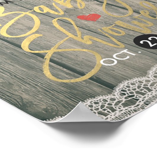 Rustikale Holzsonnenblumen, Kinderdusche Begrüßung Poster (Ecke)