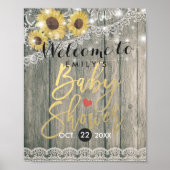 Rustikale Holzsonnenblumen, Kinderdusche Begrüßung Poster (Vorne)