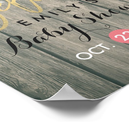 Rustikale Holzsonnenblumen, Kinderdusche Begrüßung Poster (Ecke)