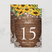 Rustikale Holzsonnenblumen Lichter Hochzeit Tischn RSVP Karte (Vorne/Hinten)