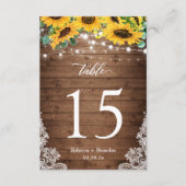 Rustikale Holzsonnenblumen Lichter Hochzeit Tischn RSVP Karte (Vorderseite)