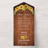 Rustikale Holzsonnenblumen und Lichter All In One Einladung (Innen Boden)