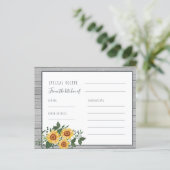 Rustikale Holzsonnenblumenkarte Brautparty (Stehend Vorderseite)