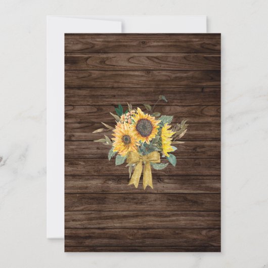 Rustikale Holzsonnenblumenmesse Einladung (Rückseite)