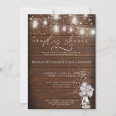 Rustikale Holzspange leuchtet den BarefootBride™ Einladung (Vorderseite)