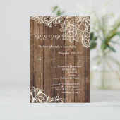 Rustikale Holzspitze Hochzeit 3.5x5 R.S.V.P. Antwo Einladung (Stehend Vorderseite)