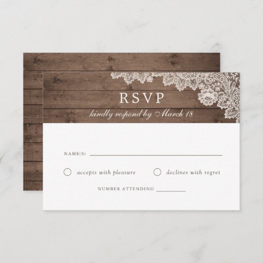 Rustikale Holzspitze - RSVP-Antwortkarte Einladung (Vorne/Hinten)