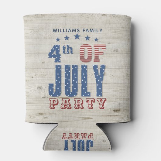 Rustikale Holzstähle und -streifen | 4. Juli Dosenkühler (Rückseite)