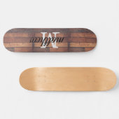 Rustikale Holzstähler-Eicheneiche Monogramm Name P Skateboard (Horizontal)